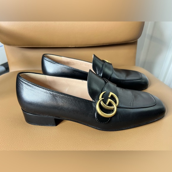 Gucci Double GG Marmont Leather Flats Sz 37 - Picture 3 of 15